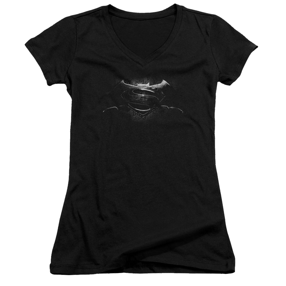 Batman v Superman Bw Logo - Juniors V-Neck T-Shirt Juniors V-Neck T-Shirt Batman