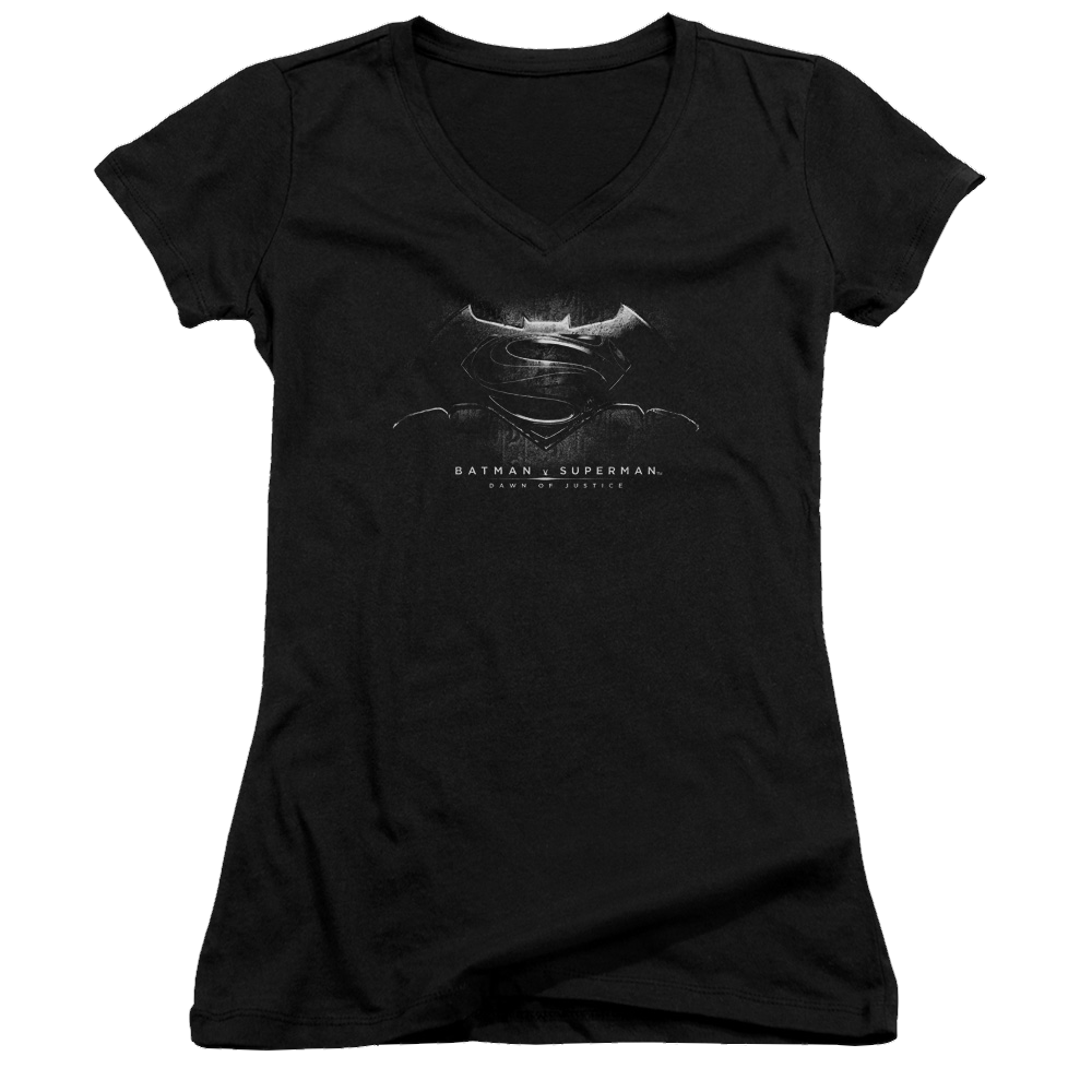 Batman v Superman Bw Logo - Juniors V-Neck T-Shirt Juniors V-Neck T-Shirt Batman