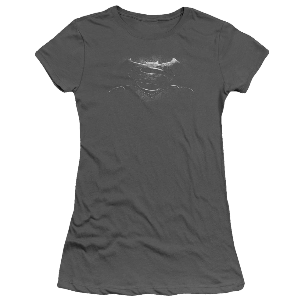 Batman v Superman Bw Logo - Juniors T-Shirt Juniors T-Shirt Batman
