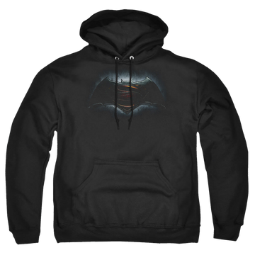 Black pullover hoodie with Batman v Superman Logo graphic