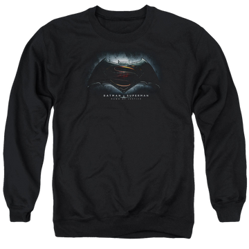Black men's crewneck sweatshirt with Batman v Superman Logo graphic
