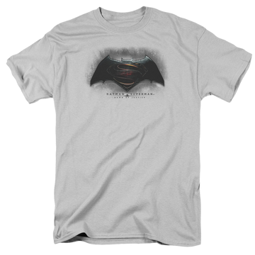Silver men's regular fit t-shirt with Batman v Superman Logo graphic