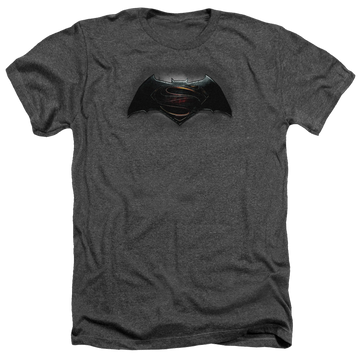 Charcoal men's heather t-shirt with Batman v Superman Logo graphic