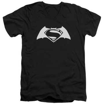Black men's v-neck t-shirt with Batman v Superman Simple Logo graphic