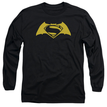 Black men's long sleeve t-shirt with Batman v Superman Simple Logo graphic