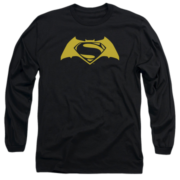 Black men's long sleeve t-shirt with Batman v Superman Simple Logo graphic