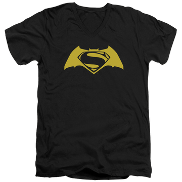 Black men's v-neck t-shirt with Batman v Superman Simple Logo graphic