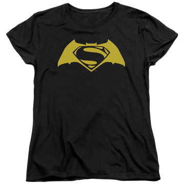 Black women's t-shirt with Batman v Superman Simple Logo graphic