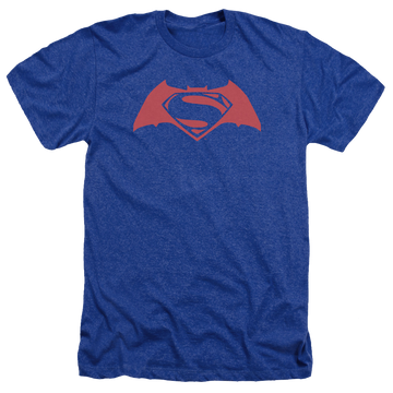 Royal men's heather t-shirt with Batman v Superman Simple Logo graphic