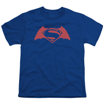 Royal youth t-shirt for ages 8 to 12 with Batman v Superman Simple Logo graphic