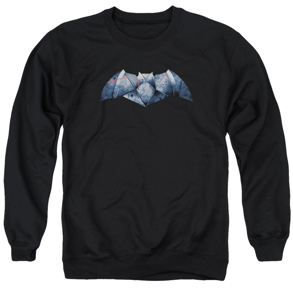 Batman v Superman Plated Bat Logo - Men's Crewneck Sweatshirt Men's Crewneck Sweatshirt Batman