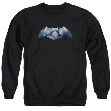 Black men's crewneck sweatshirt with Batman v Superman Plated Bat Logo graphic