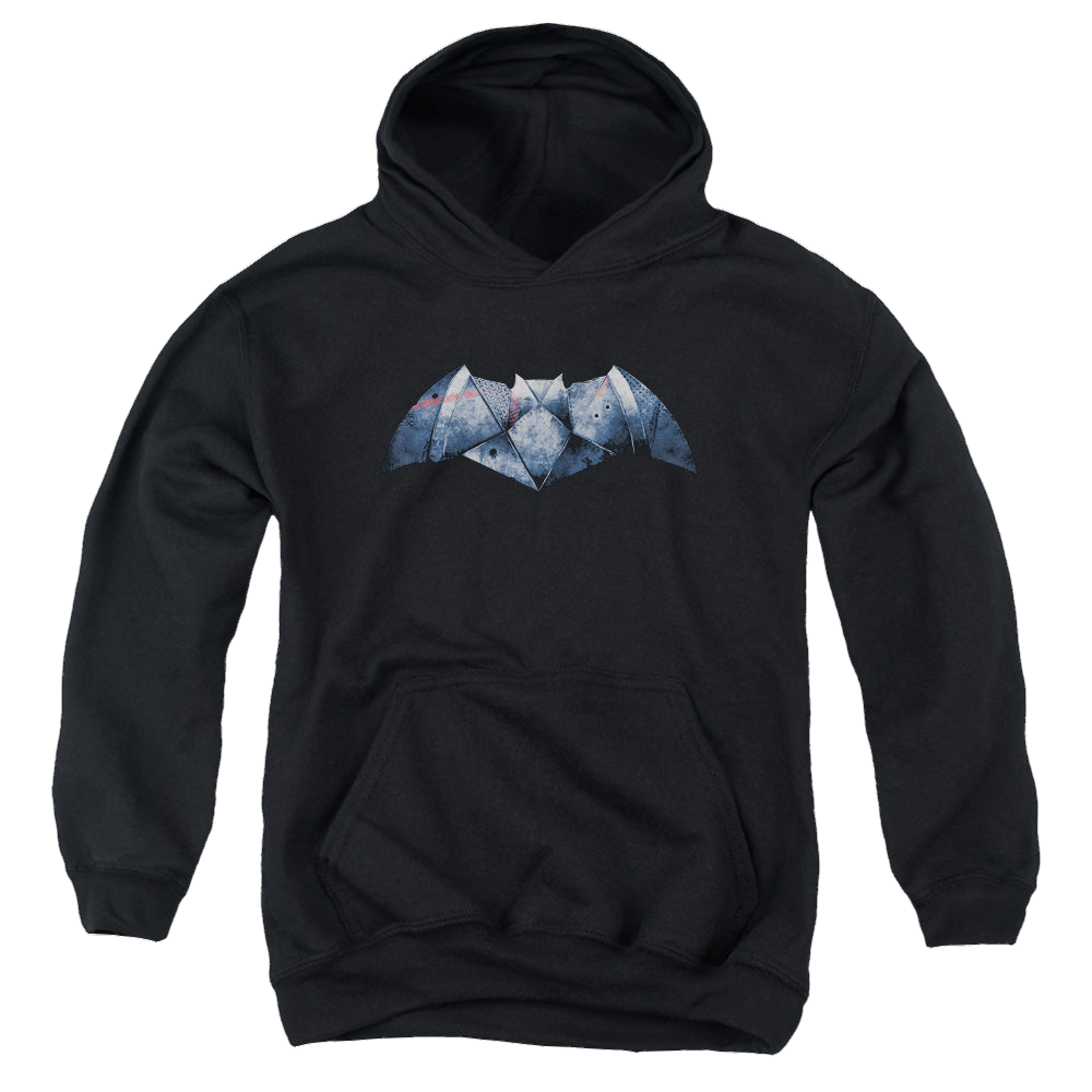 Batman v Superman Plated Bat Logo - Youth Hoodie Youth Hoodie (Ages 8-12) Batman