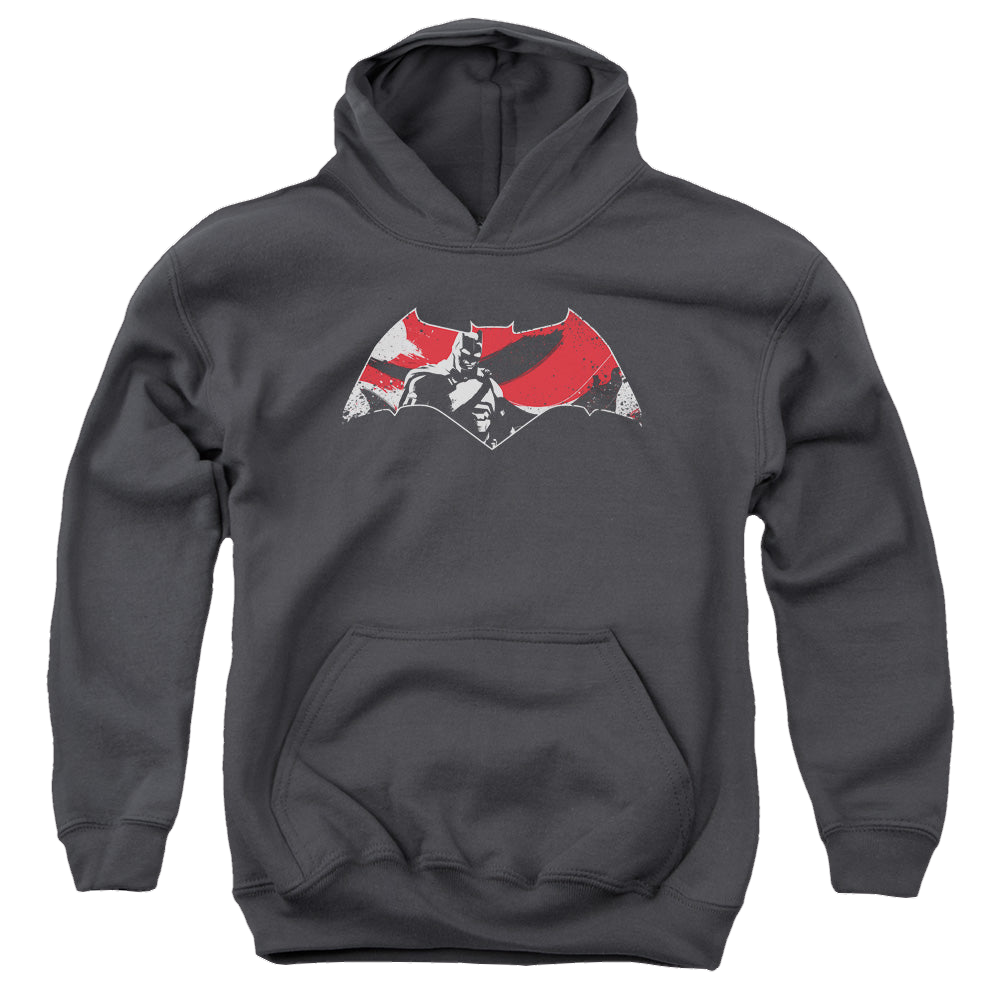 Batman v Superman Armor Splatter Logo - Youth Hoodie Youth Hoodie (Ages 8-12) Batman