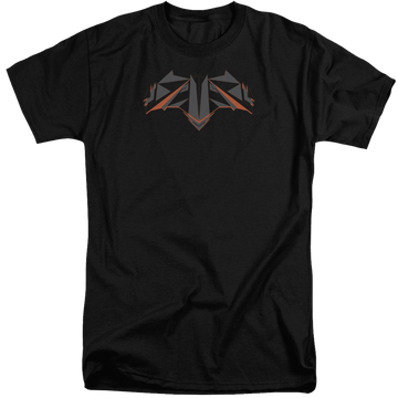 Black men's tall fit t-shirt with Batman v Superman Tech Bat Logo graphic