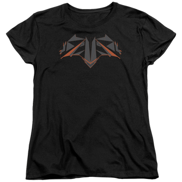 Black women's t-shirt with Batman v Superman Tech Bat Logo graphic