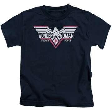 Navy kid's t-shirt for ages 4 to 7 with Batman v Superman Thunder Logo graphic