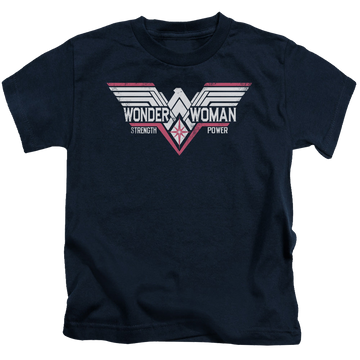Navy kid's t-shirt for ages 4 to 7 with Batman v Superman Thunder Logo graphic