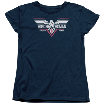 Navy women's t-shirt with Batman v Superman Thunder Logo graphic