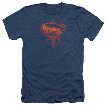 Navy men's heather t-shirt with Batman v Superman Tech Super Logo graphic