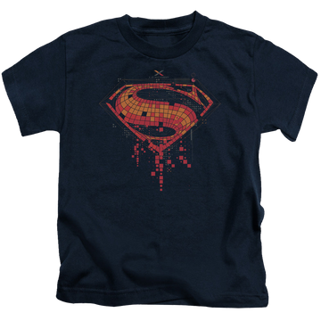 Navy kid's t-shirt for ages 4 to 7 with Batman v Superman Tech Super Logo graphic