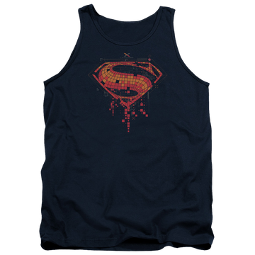 Navy men's tank with Batman v Superman Tech Super Logo graphic