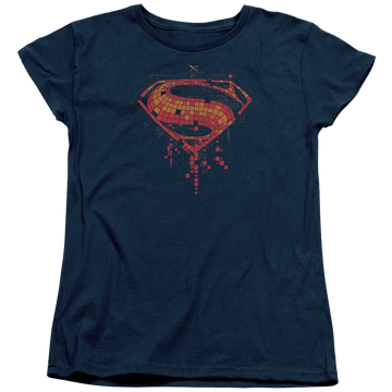 Navy women's t-shirt with Batman v Superman Tech Super Logo graphic