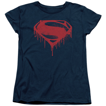 Navy women's t-shirt with Batman v Superman Splattered graphic