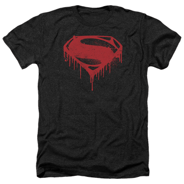 Black men's heather t-shirt with Batman v Superman Splattered graphic