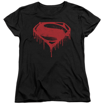 Black women's t-shirt with Batman v Superman Splattered graphic
