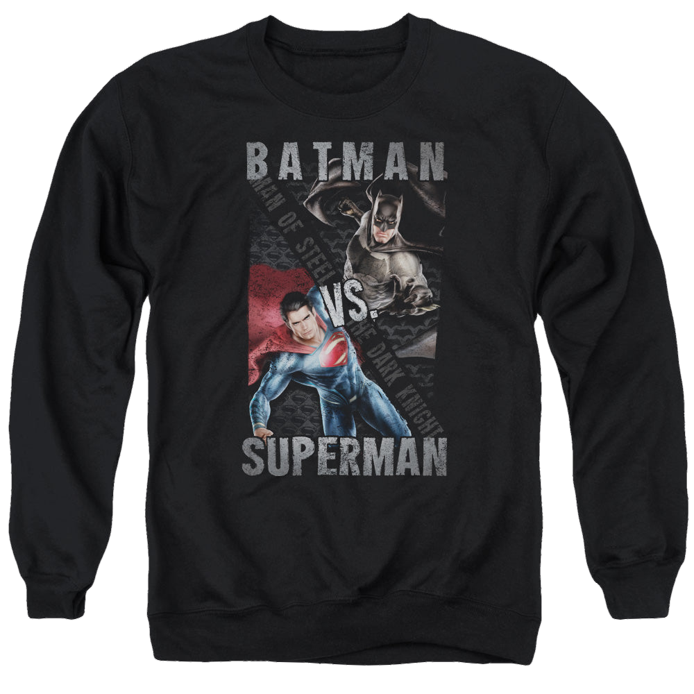 Batman v Superman Hero Split - Men's Crewneck Sweatshirt Men's Crewneck Sweatshirt Batman