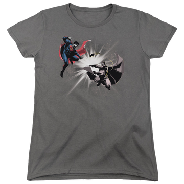 Charcoal women's t-shirt with Batman v Superman Fight Burst graphic