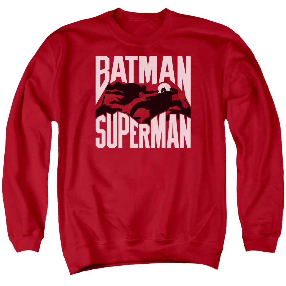 Batman v Superman Silhouette Fight - Men's Crewneck Sweatshirt Men's Crewneck Sweatshirt Batman