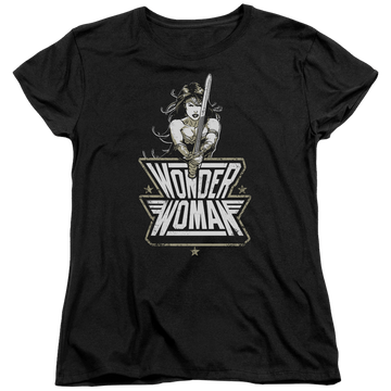 Black women's t-shirt with Batman v Superman Tough graphic