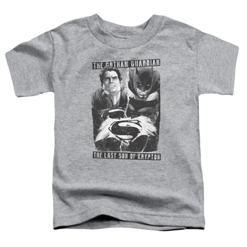 Athletic heather kid's t-shirt for ages 4 to 7 with Batman v Superman Guardian V Son graphic