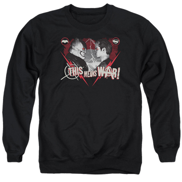 Black men's crewneck sweatshirt with Batman v Superman This Means War graphic