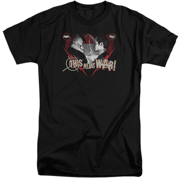 Black men's tall fit t-shirt with Batman v Superman This Means War graphic