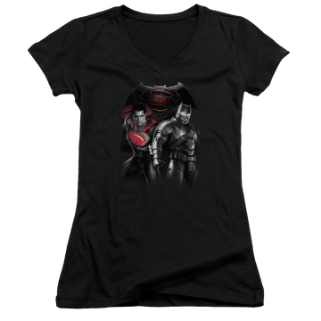 Batman v Superman Stand Off - Juniors V-Neck T-Shirt Juniors V-Neck T-Shirt Batman