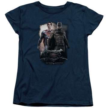 Navy women's t-shirt with Batman v Superman Dawn graphic