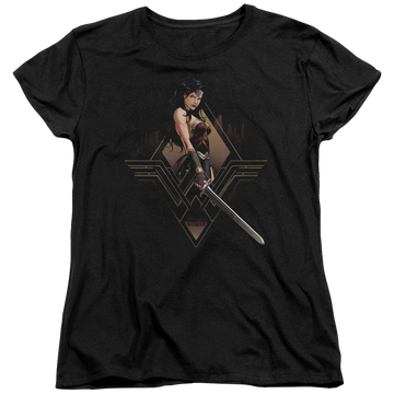 Black women's t-shirt with Batman v Superman City Girl graphic