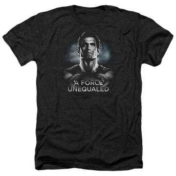 Charcoal men's heather t-shirt with Batman v Superman Unequaled graphic