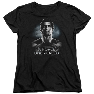 Black women's t-shirt with Batman v Superman Unequaled graphic