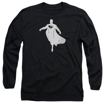 Black men's long sleeve t-shirt with Batman v Superman Superman Silhouette graphic