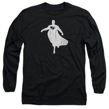 Black men's long sleeve t-shirt with Batman v Superman Superman Silhouette graphic
