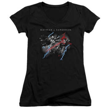 Batman v Superman Lightning Fight - Juniors V-Neck T-Shirt Juniors V-Neck T-Shirt Batman