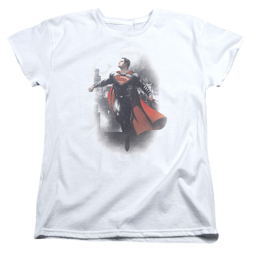 White women's t-shirt with Batman v Superman A New Dawn graphic