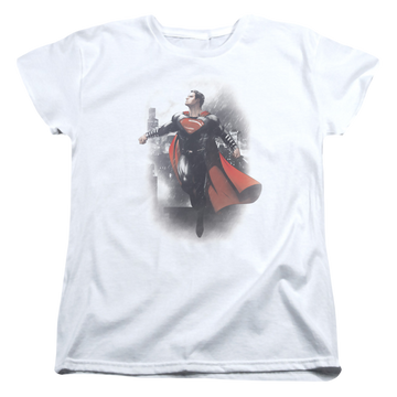 White women's t-shirt with Batman v Superman A New Dawn graphic
