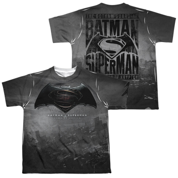 Batman v Superman Logo City youth all-over print t-shirt for ages 8 to 12
