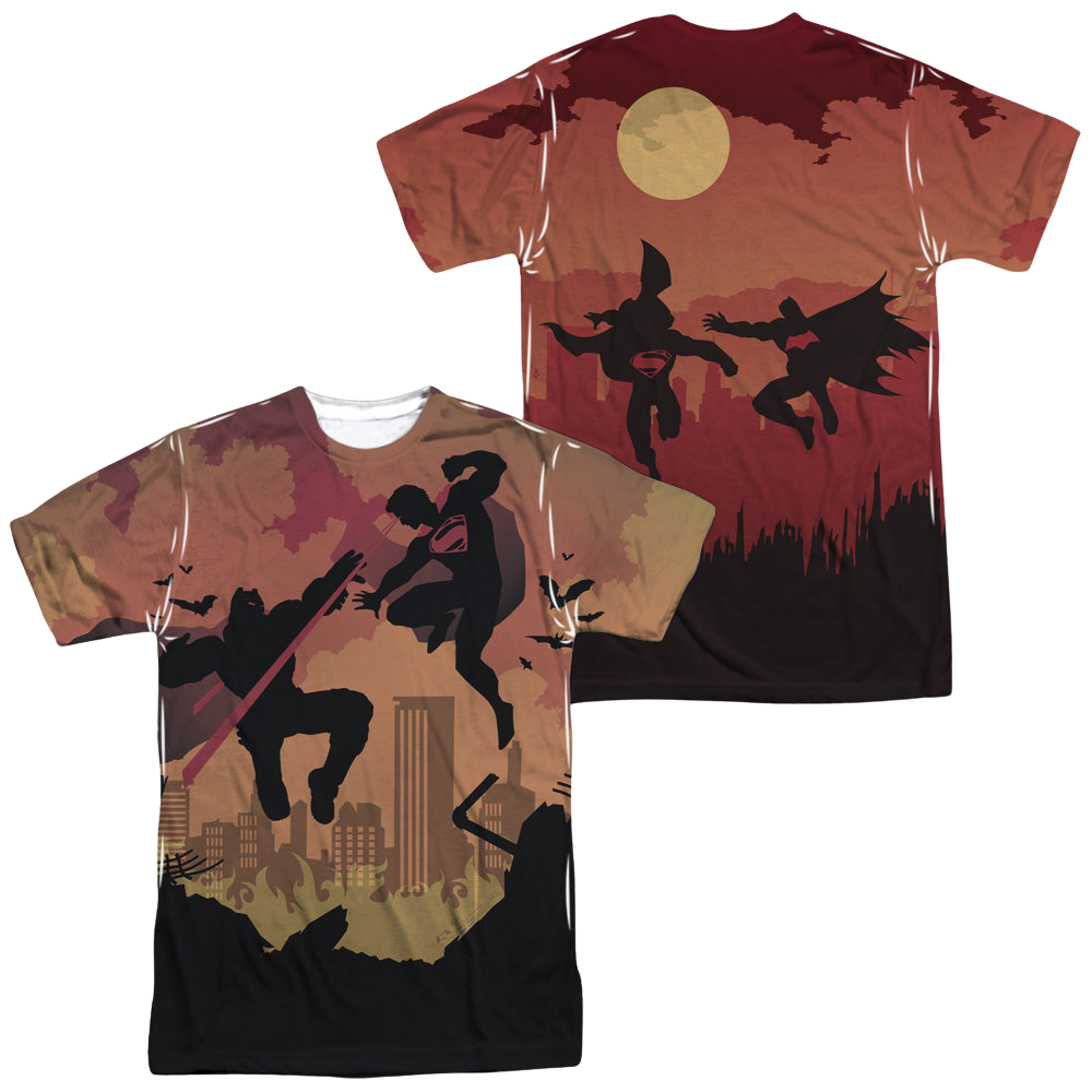 Batman v Superman Silhouette Fight (Front/Back Print) - Men's All-Over Print T-Shirt Men's All-Over Print T-Shirt Batman