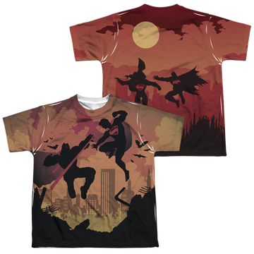 Batman v Superman Silhouette Fight youth all-over print t-shirt for ages 8 to 12